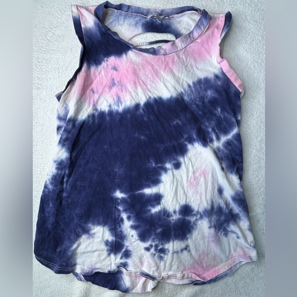 White Birch Tie-Dye Muscle Tee - Pink and Navy